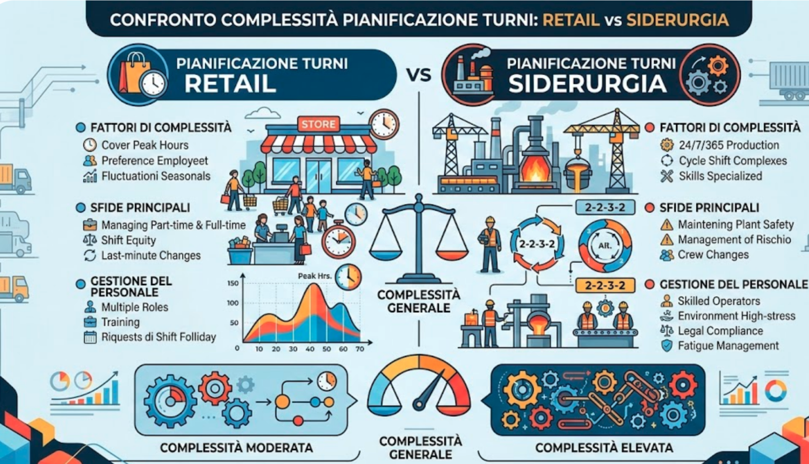 complessità pianificazione turni industria pesante siderurgia