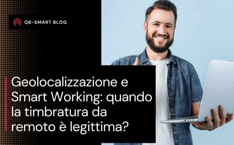 Dipendente in smart working che timbra la presenza tramite app con geolocalizzazione su smartphone